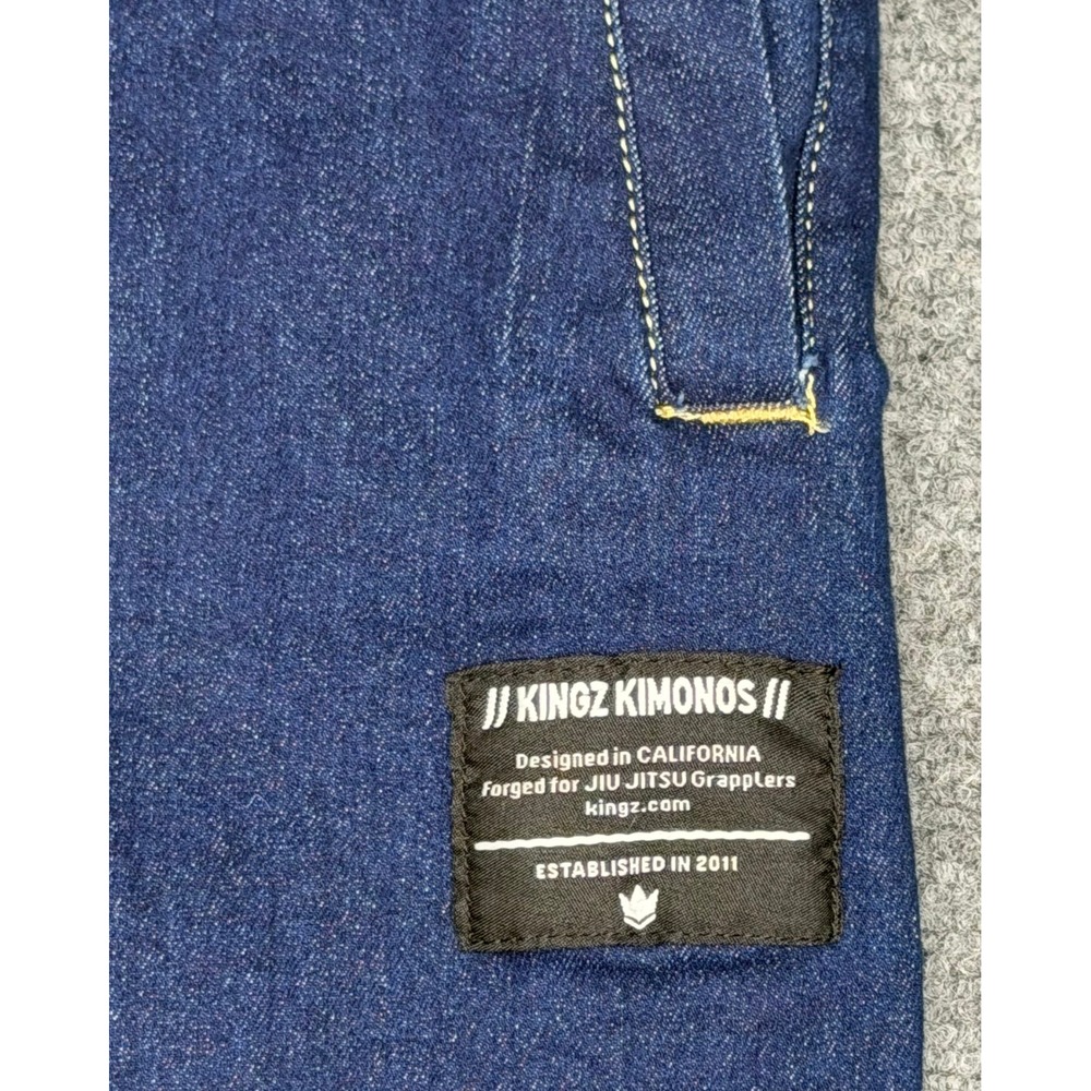 Kingz Kimonos Denim Joggers A5 Blue Jiu Jitsu Grappling Pants Contrast Stitch - Picture 3 of 7